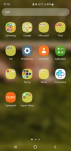 Skjermdump, Android, ikoner/apper organisert i mapper