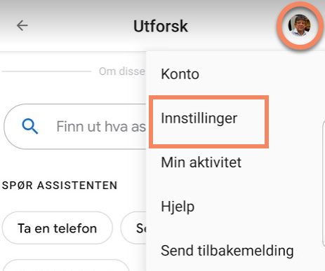 Google Assistent Innstillinger