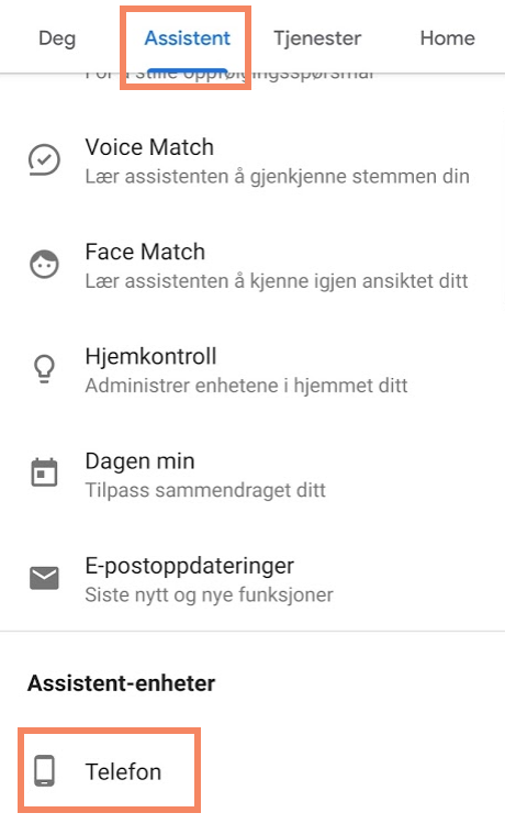 Assistent og Telefon