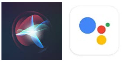 Logo Siri og Google Assistent