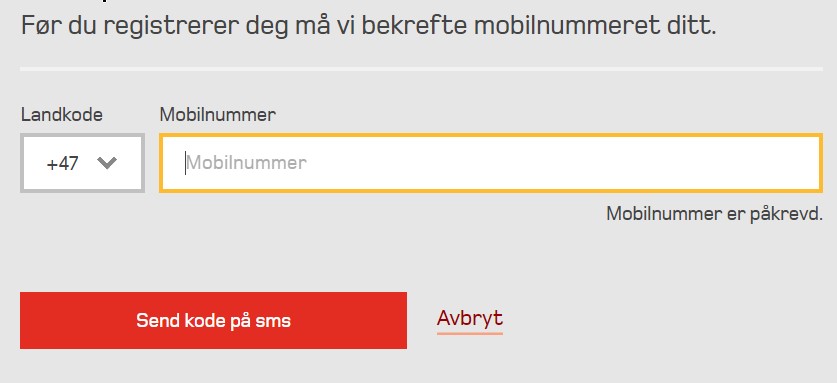 Oppgi mobilnummer