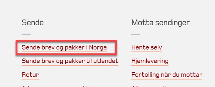 Sende brev og pakker i Norge