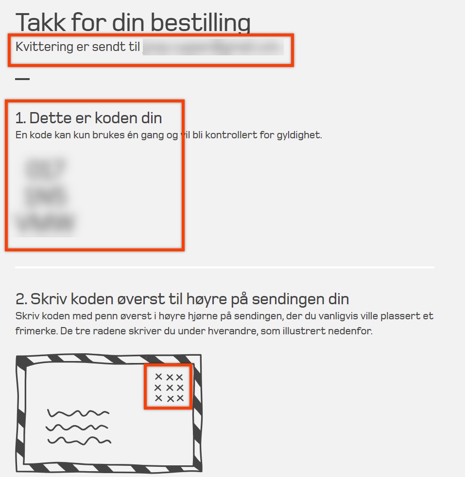 Takk for bestilling Digitalt frimerke