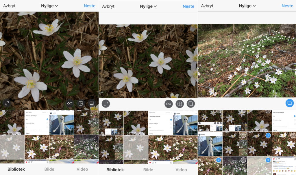 Instagram velg bilde eller bilder