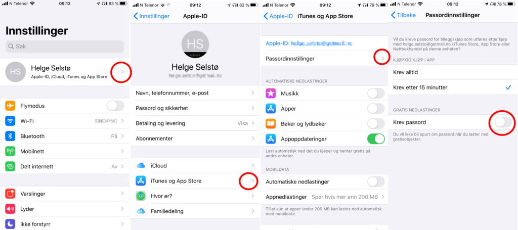 Passordinnstillinger AppleID