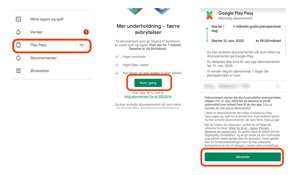 Abonner på Google Play Pass