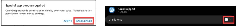 QuickSupport Android Tillatelse 1