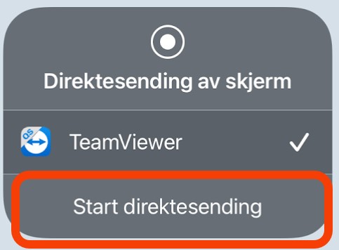 QuickSupport iOS Start direktesending