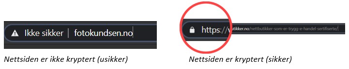 Eksempel ikke kryptert og kryptert nettside