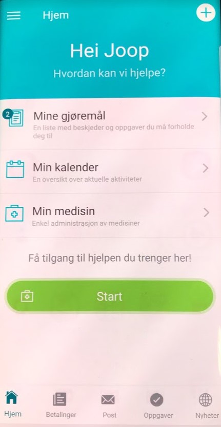 Hjemskjerm appen