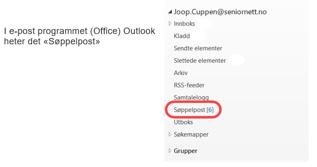 Office Outlook - Søppelpost