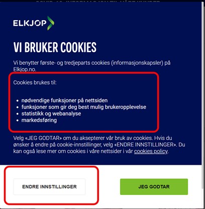 Elkjøp vi bruker cookies