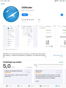 OOReader slik den ser ut i app-store