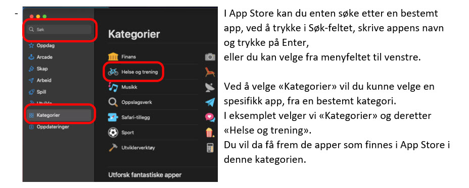 Søk etter app i App Store