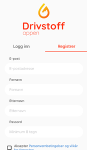 DrivstoffAppen-Registrering