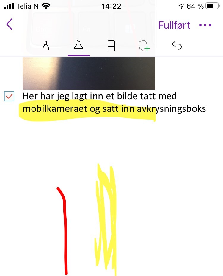 OneNote -valg av tegneverktøy