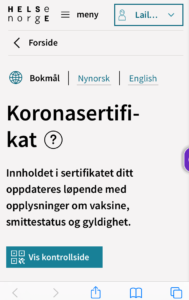 Korona-sertifikat - Vis kontrollside