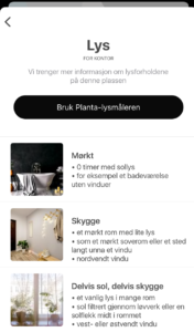 Planta- velg lysforhold