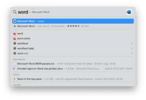 Mac Spotlightsøk - resultat