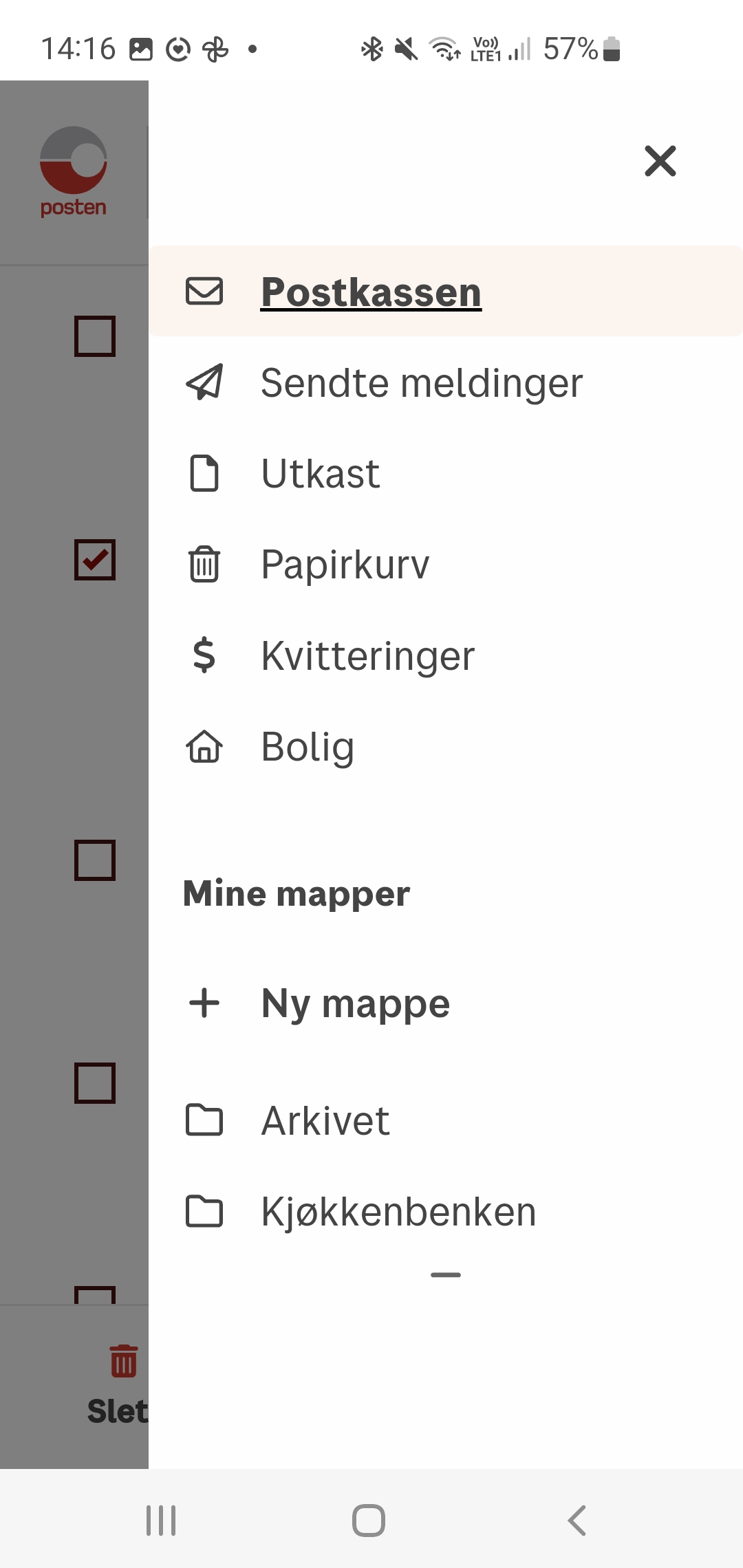 Skjermdump mapper i digipost