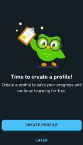 Duolingo-app - Opprette profil