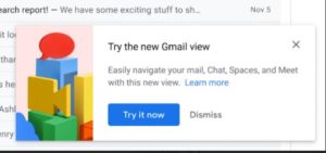 Skjermdump av tilbud nytt utseende Gmail