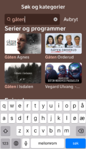 NRK TV-app - Søkefunksjon