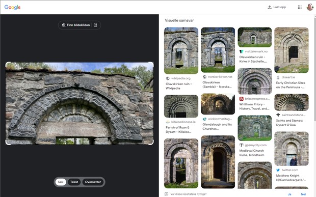 Google lens eksempel med resultat etter søk