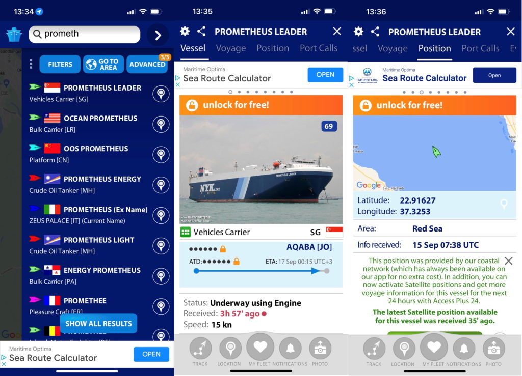 Søk etter båt i Marine Traffic