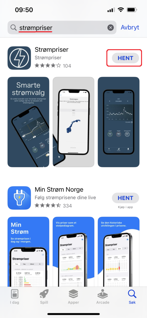 Skjermbilde fra AppStore