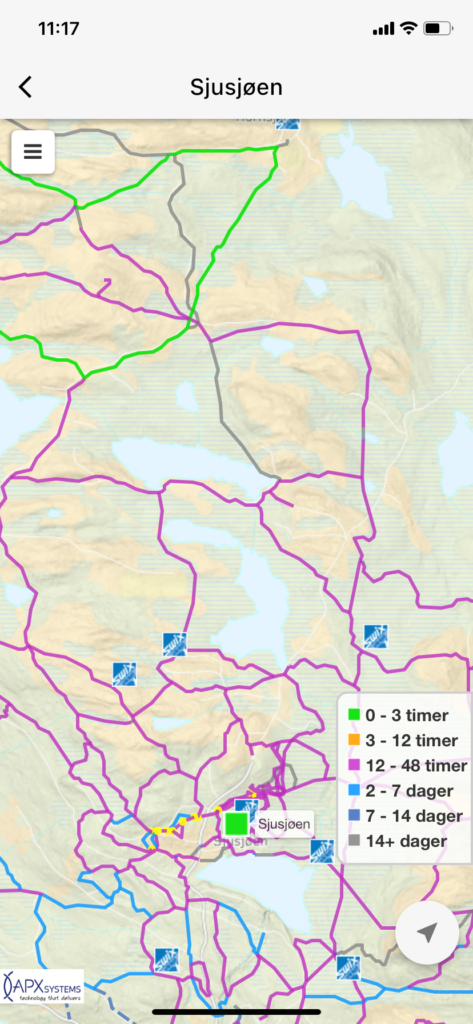 Skjermdump fra Skisporet-app