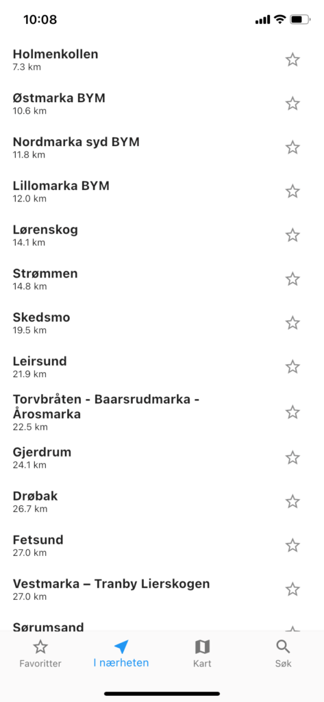 Skjermdump fra Skisporet-app