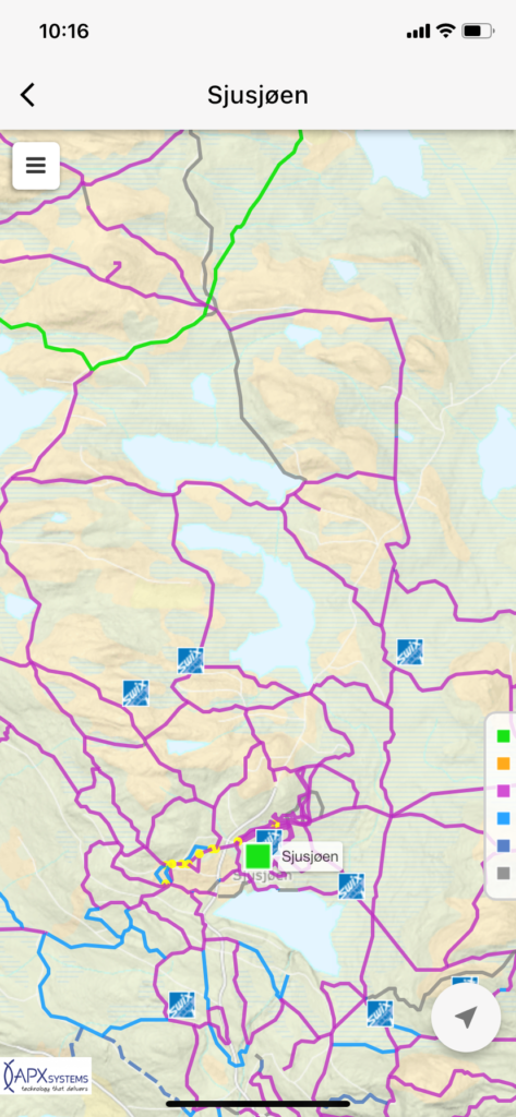 Skjermdump fra Skisporet-app