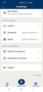 Innstillinger i appen