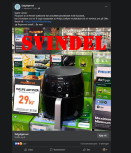 Svindelforsøk på Facebook.