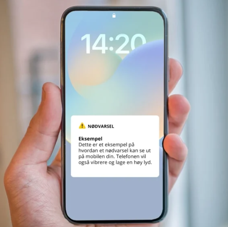 Skjermdump av nødvarsel på mobil