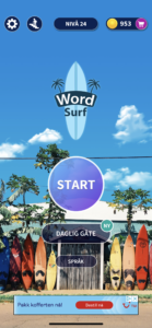 Skjermbilde av førstesiden på Word Surf