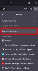Tøm nylig historikk