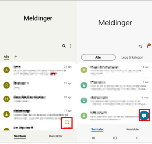 Skjermdump av "Meldinger" på android