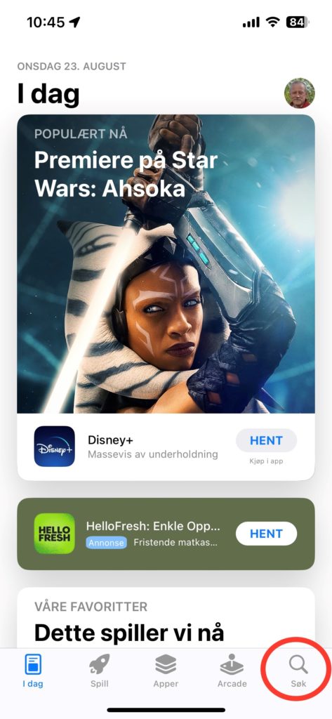 Skjermdump av App Store på mobil