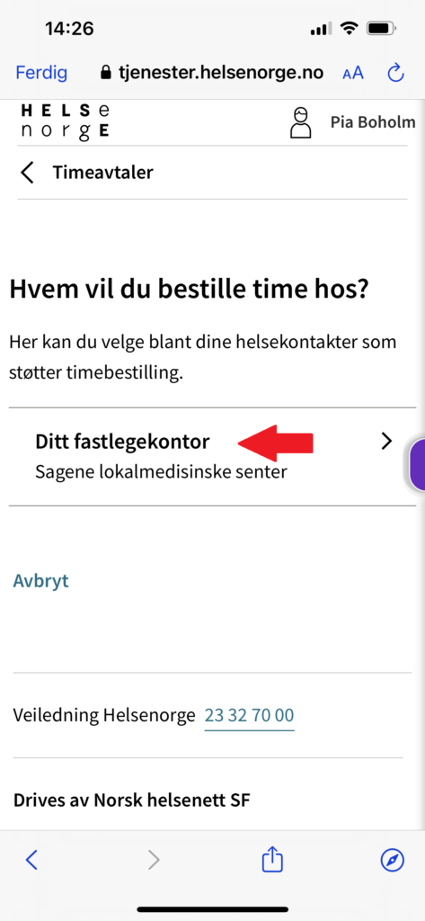 Finn legekontor i appen