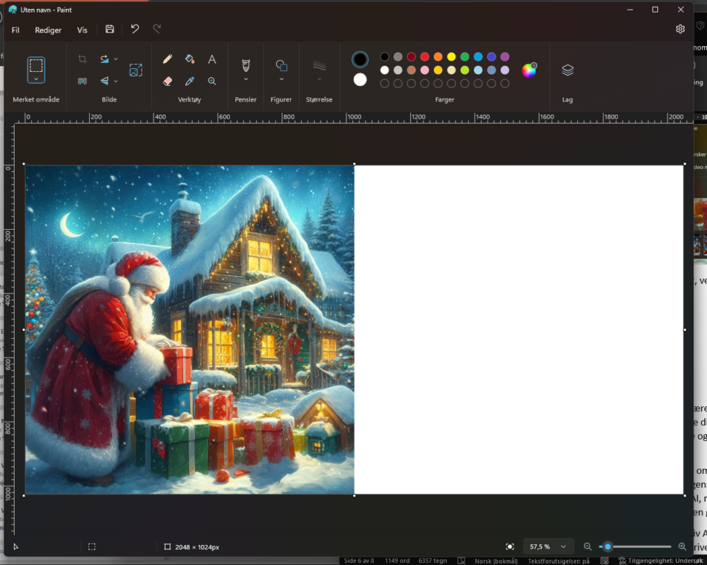 Skjermbilde av paint og med bilde som er limt inn