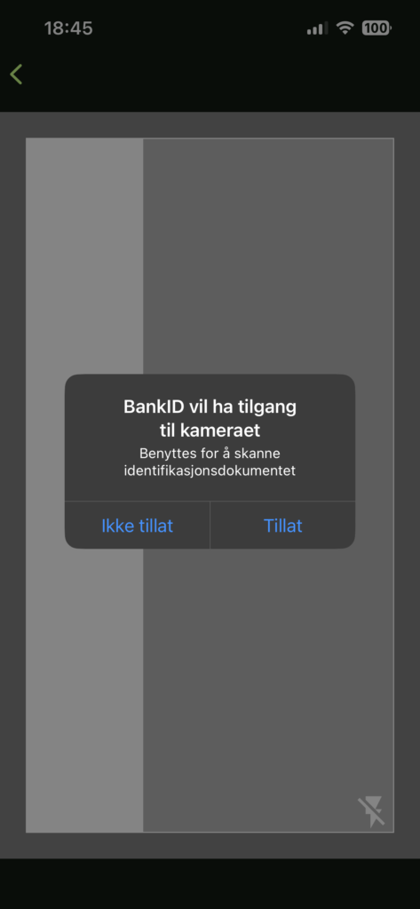 Skjermbilde som viser trinnene i det å aktivere ID-kort i BankID-appen