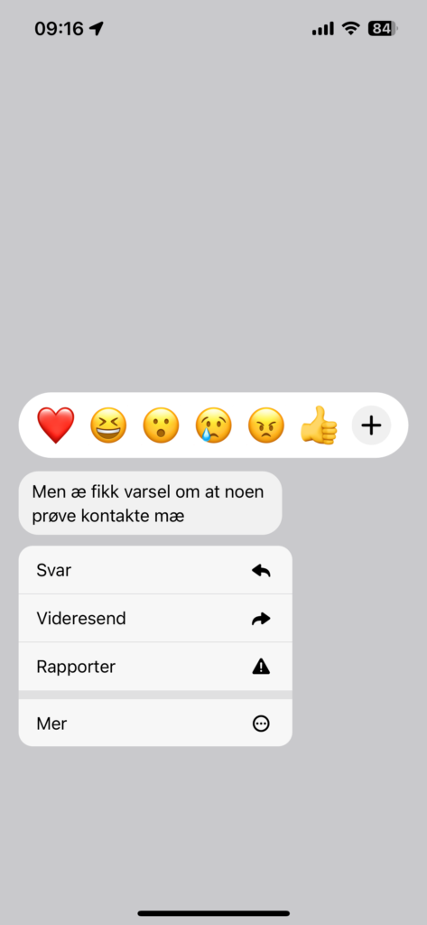 Skjermbilde av reager på melding