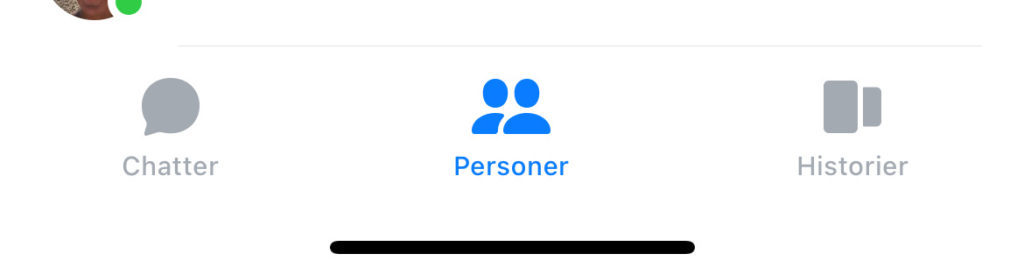 Skjermbilde av meny nederst i Messenger