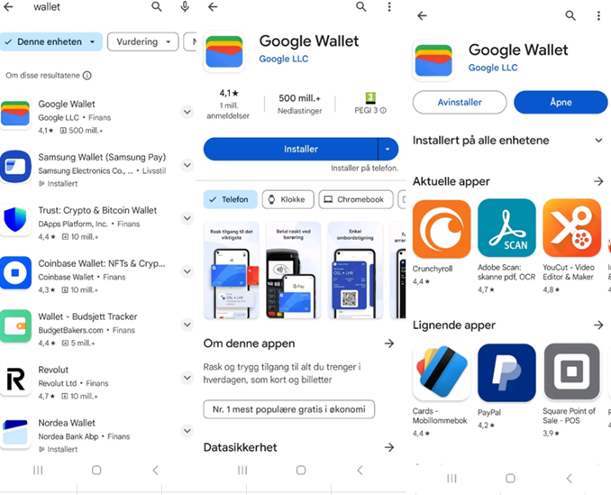 Last ned og installer wallet til din smarttelefon