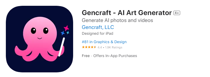 Klikk på bildet for å laste ned Gencraft-appen til iPhone eller iPad