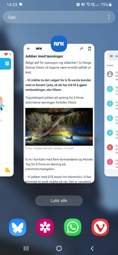 Navigere mellom apper på Android